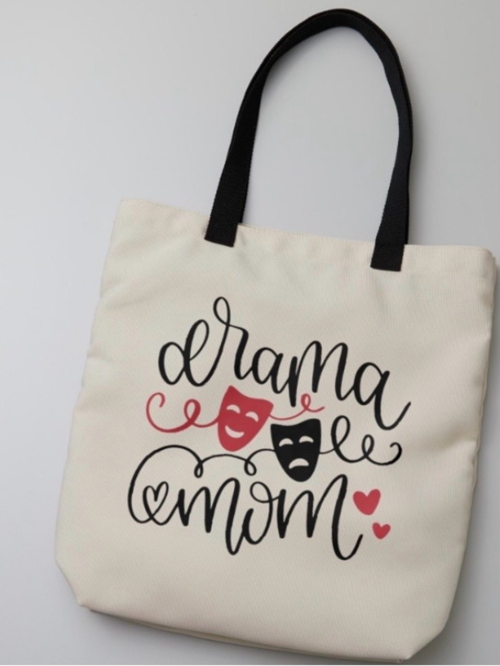 Drama Mom Canvas Tote Bag in Cream Theater
